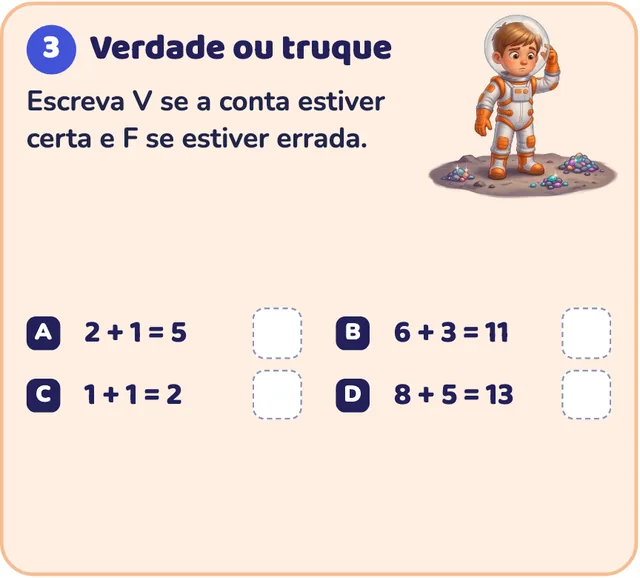 Atividade do 1º ano: Verdadeiro ou falso